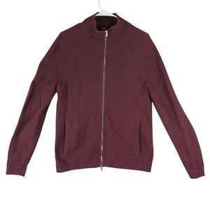 Theory Sweater Mens M Burgundy Long Sleeve City Preppy Full Zip Casual